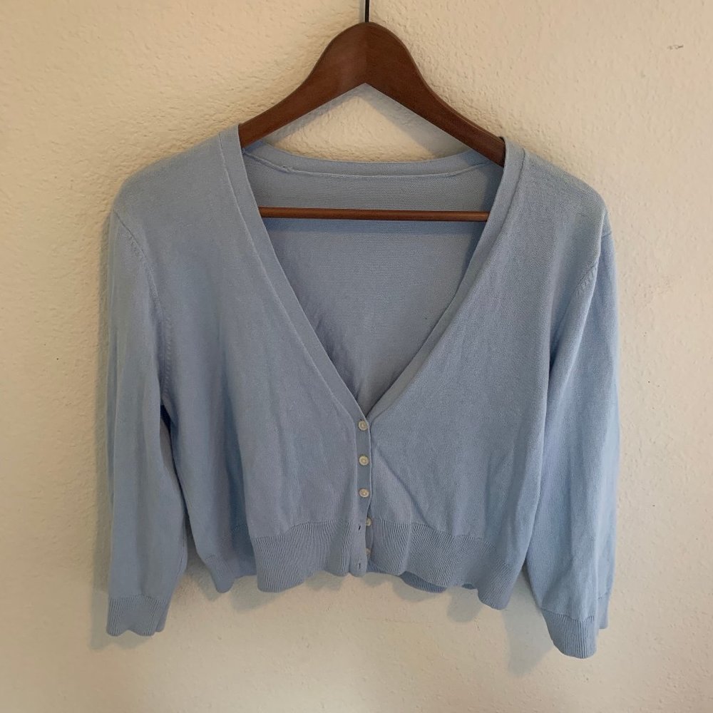 Blue Cropped Cardigan